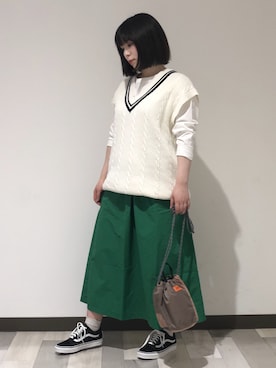 「UNIVERSAL OVERALL（ユニバーサルオーバーオール）のアイテム」を使った、工藤さん（レディース・156cm）の春コーディネート