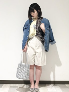 「Gジャン」｜「アイテム（ノーカラージャケット）」を使った、工藤さん（レディース・156cm）の春コーディネート