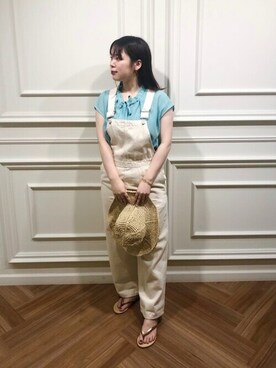 「SHIPS any（シップス エニィ）のアイテム（オールインワン・サロペット）」を使った、工藤さん（レディース・156cm）の夏コーディネート