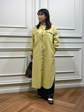 「シップス」｜「アイテム（シャツワンピース）」を使った、工藤さん（レディース・156cm）の秋コーディネート