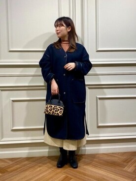 「SHIPS any（シップス エニィ）のアイテム（ノーカラーコート）」を使った、工藤さん（レディース・156cm）の秋コーディネート