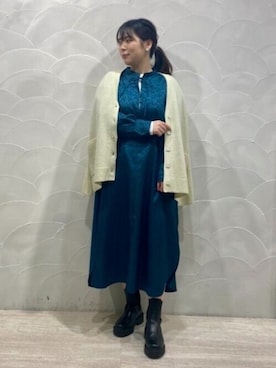 「シップス」｜「アイテム（シャツワンピース）」を使った、工藤さん（レディース・156cm）の秋コーディネート