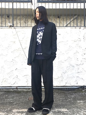「CHRISTIAN DADA（クリスチャンダダ）のアイテム（ノーカラージャケット）」を使った、タカハタ ヒロキさん（メンズ・183cm）の秋コーディネート
