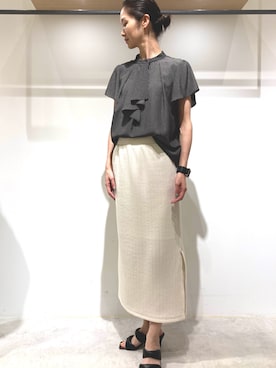 「TITE IN THE STORE（ティテ　インザ　ストア）のアイテム（シャツ/ブラウス、ブラック系）」を使った、kaori829ohbaさん（レディース・170cm）の夏コーディネート