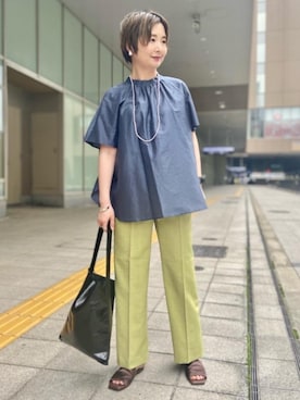 「green label relaxing（グリーンレーベルリラクシング）のSC メタルパール ロング ネックレス（ネックレス）」を使った、taniguchi6879さん（レディース・159cm）の春コーディネート
