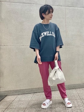 「green label relaxing（グリーンレーベルリラクシング）の【別注】＜NAIAS×green label relaxing（ナイアス×グリーンレーベルリラクシング）＞ FM ボリューム [サンダル]（サンダル、ホワイト系）」を使った、taniguchi6879さん（レディース・159cm）の夏コーディネート