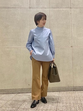 「green label relaxing（グリーンレーベルリラクシング）のシズク ガラス フープ [イヤリング]（イヤリング、ベージュ系）」を使った、taniguchi6879さん（レディース・159cm）の夏コーディネート