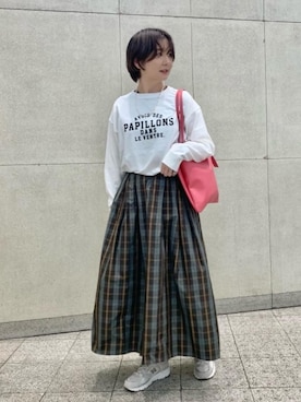 「NEW BALANCE（ニューバランス）の<New Balance (ニューバランス)>ML408 スニーカー（スニーカー、グレー系）」を使った、taniguchi6879さん（レディース・159cm）の夏コーディネート