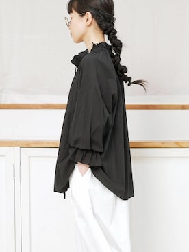 「ギャザーブラウス」｜GOUACHE FUKUOKA  ガッシュ福岡さん（レディース・158cm）の夏コーディネート