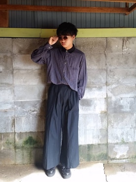「UNIQLO（ユニクロ）のWOMEN オックスフォードワイドパンツ＋E（その他パンツ）」を使った、くろかわさん（メンズ・171cm）の秋コーディネート