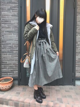 「COACH」｜「アイテム（モッズコート）」を使った、りりか。さん（レディース・157cm）の冬コーディネート