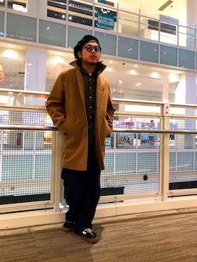 「AVIREX（アヴィレックス）のアイテム（ステンカラーコート）」を使った、RYOさん（メンズ・170cm）の秋コーディネート