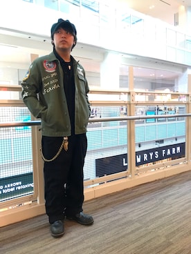 「つなぎ」｜「アイテム（ブルゾン）」を使った、RYOさん（メンズ・170cm）の春コーディネート