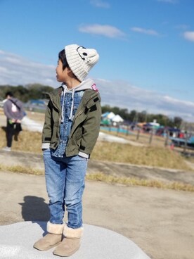 「DIESEL（ディーゼル）のアイテム（デニムパンツ、ブルー系）」を使った、Haha◡̈さん（レディース）の秋コーディネート
