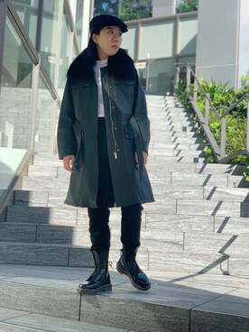 「ハンチング」｜「アイテム（ミリタリージャケット）」を使った、Miyuさん（レディース・154cm）の秋コーディネート