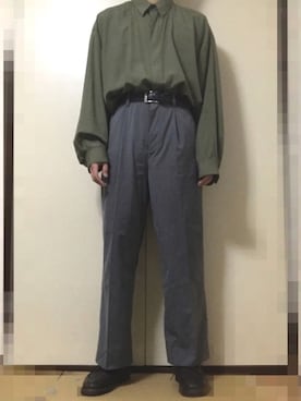 「コロナに負けない」｜「アイテム（スラックス）」を使った、kkkkさん（メンズ・180cm）の春コーディネート