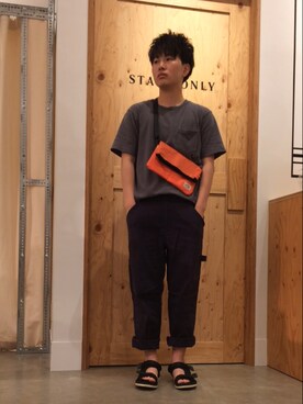 「coen（コーエン）の【C.MC】USAコットンTシャツ（Tシャツ/カットソー、グレー系）」を使った、MAEDAさん（メンズ・162cm）の夏コーディネート
