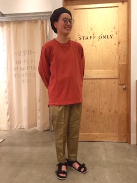 「coen（コーエン）のアイテム（ハンチング/ベレー帽）」を使った、MAEDAさん（メンズ・162cm）の夏コーディネート