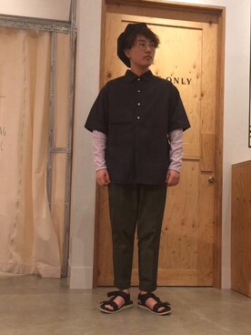 「coen（コーエン）のアイテム（ハンチング/ベレー帽）」を使った、MAEDAさん（メンズ・162cm）の夏コーディネート