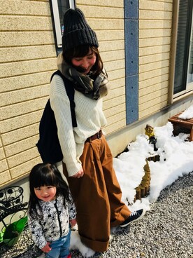 「ショッピング」｜「アイテム（ニットキャップ/ビーニー）」を使った、まっすーさん（レディース・158cm）の冬コーディネート