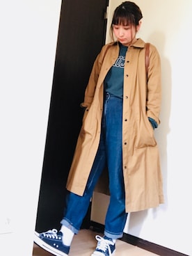 「stradivarius（ストラディバリウス）のアイテム（シャツワンピース）」を使った、まっすーさん（レディース・158cm）の冬コーディネート