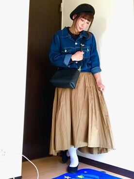「GeeRA（ジーラ）のアイテム（デニムジャケット）」を使った、まっすーさん（レディース・158cm）の春コーディネート