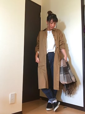 「stradivarius（ストラディバリウス）のアイテム（シャツワンピース）」を使った、まっすーさん（レディース・158cm）の冬コーディネート