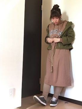 「クリスプ」｜「アイテム（ブルゾン）」を使った、まっすーさん（レディース・158cm）の春コーディネート