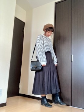 「RETRO GIRL（レトロガール）のアイテム（ハンチング/ベレー帽）」を使った、まっすーさん（レディース・158cm）の冬コーディネート