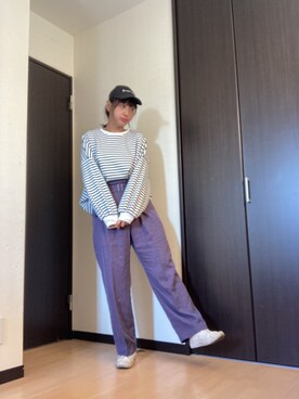 スウェットを使った 紫パンツ のレディース人気ファッションコーディネート Wear