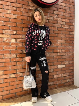 「アイテム（トートバッグ、シルバー系）」を使った、kamidemaoさん（レディース・157cm）の冬コーディネート