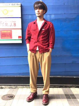 「The Flat Head（ザ・フラットヘッド）のアイテム（パンツ）」を使った、あきひろさん（メンズ・172cm）の春コーディネート