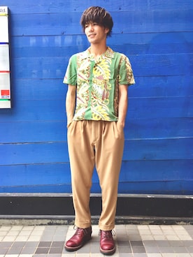 「The Flat Head（ザ・フラットヘッド）のアイテム（パンツ）」を使った、あきひろさん（メンズ・172cm）の夏コーディネート