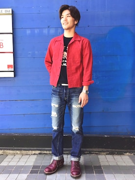 「The Flat Head（ザ・フラットヘッド）のアイテム（パンツ）」を使った、あきひろさん（メンズ・172cm）の秋コーディネート