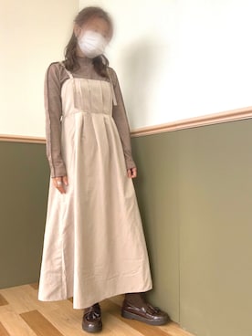 「メロートップス」｜「アイテム（ワンピース/ドレス）」を使った、nanaさん（レディース・158cm）の秋コーディネート