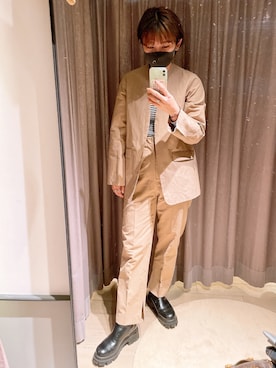 「BLACK BY MOUSSY（ブラックバイマウジー）のアイテム（ノーカラージャケット）」を使った、a______kさん（レディース・163cm）の冬コーディネート
