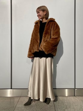 「ユナイテッドアローズ」｜「アイテム（ブーツ）」を使った、稲垣　オデット エ オディール スタッフさん（レディース・157cm）の冬コーディネート