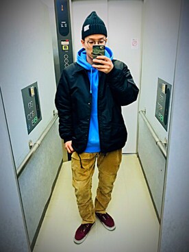「BEAMS（ビームス）のアイテム（ナイロンジャケット）」を使った、へーいさん（メンズ・170cm）の冬コーディネート