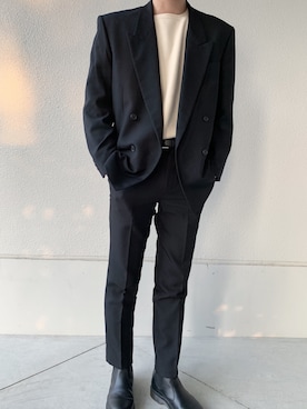 「GU（ジーユー）のアイテム（ノーカラージャケット）」を使った、松本　光平さん（メンズ・170cm）の春コーディネート