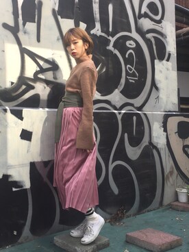 「アイテム（キャミソール）」を使った、OHARUさん（レディース・158cm）の冬コーディネート