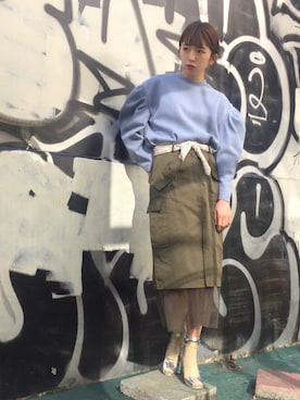 「アイテム（スカート）」を使った、OHARUさん（レディース・158cm）の冬コーディネート