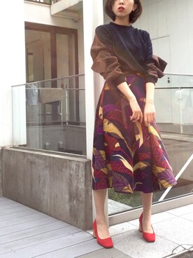 「アイテム（パンプス）」を使った、OHARUさん（レディース・158cm）の冬コーディネート