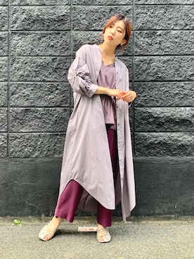 「OSMOSIS（オズモーシス）のアイテム（シャツワンピース）」を使った、OHARUさん（レディース・158cm）の夏コーディネート