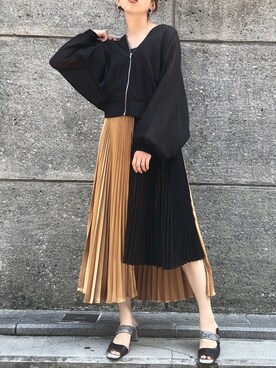 「OSMOSIS（オズモーシス）のアイテム（ブルゾン）」を使った、OHARUさん（レディース・158cm）の夏コーディネート