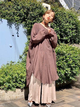 「OSMOSIS（オズモーシス）のアイテム（シャツワンピース）」を使った、OHARUさん（レディース・159cm）の夏コーディネート