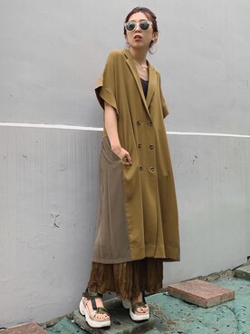 「OSMOSIS（オズモーシス）のアイテム（その他アウター）」を使った、OHARUさん（レディース・159cm）の夏コーディネート