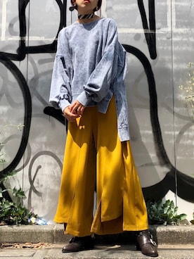 OUTRO SOL 本店｜OHARUさんの「ケミカル裏毛プルオーバー（OSMOSIS）」を使ったコーディネート