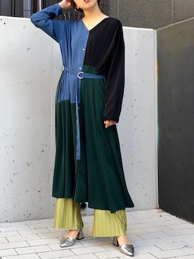 「OSMOSIS（オズモーシス）のアイテム（シャツワンピース）」を使った、OHARUさん（レディース・159cm）の秋コーディネート