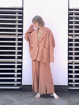 「OSMOSIS（オズモーシス）のアイテム（ジャケット/アウター）」を使った、OHARUさん（レディース・159cm）の春コーディネート