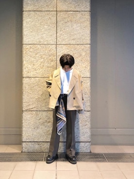 「ユナイテッドアローズ」｜「アイテム（スラックス）」を使った、Kentaro Nishimotoさん（メンズ・170cm）の秋コーディネート